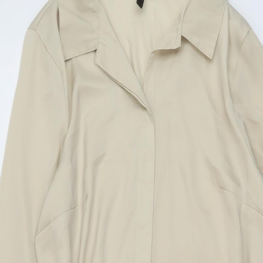 H&M Womens Beige Polyester Shirt Dress Size 10 Collared Button