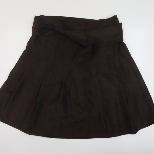 Per Una Womens Brown Polyester A-Line Skirt Size 18 Zip
