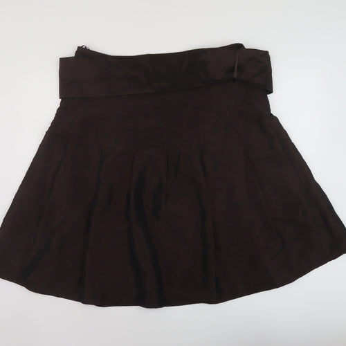 Per Una Womens Brown Polyester A-Line Skirt Size 18 Zip