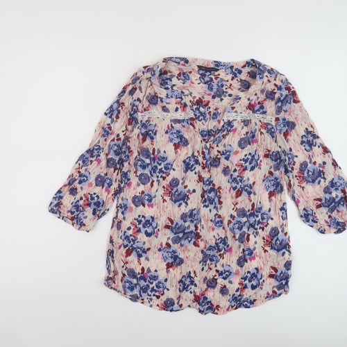 Marks and Spencer Womens Multicoloured Floral Viscose Basic Blouse Size 12 V-Neck