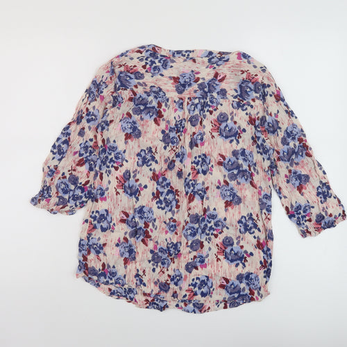 Marks and Spencer Womens Multicoloured Floral Viscose Basic Blouse Size 12 V-Neck