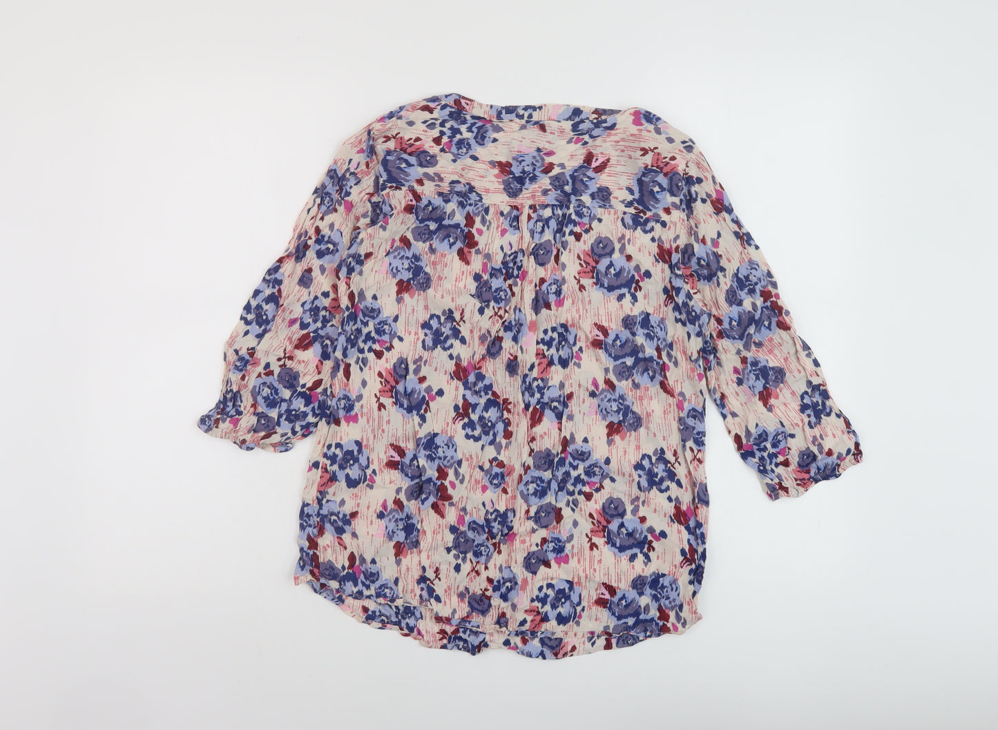 Marks and Spencer Womens Multicoloured Floral Viscose Basic Blouse Size 12 V-Neck