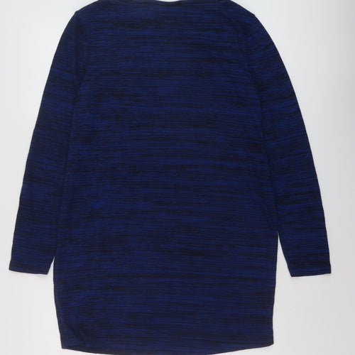 JoJo Maman Bébé Womens Blue Geometric Polyester Tunic Blouse Size L Round Neck