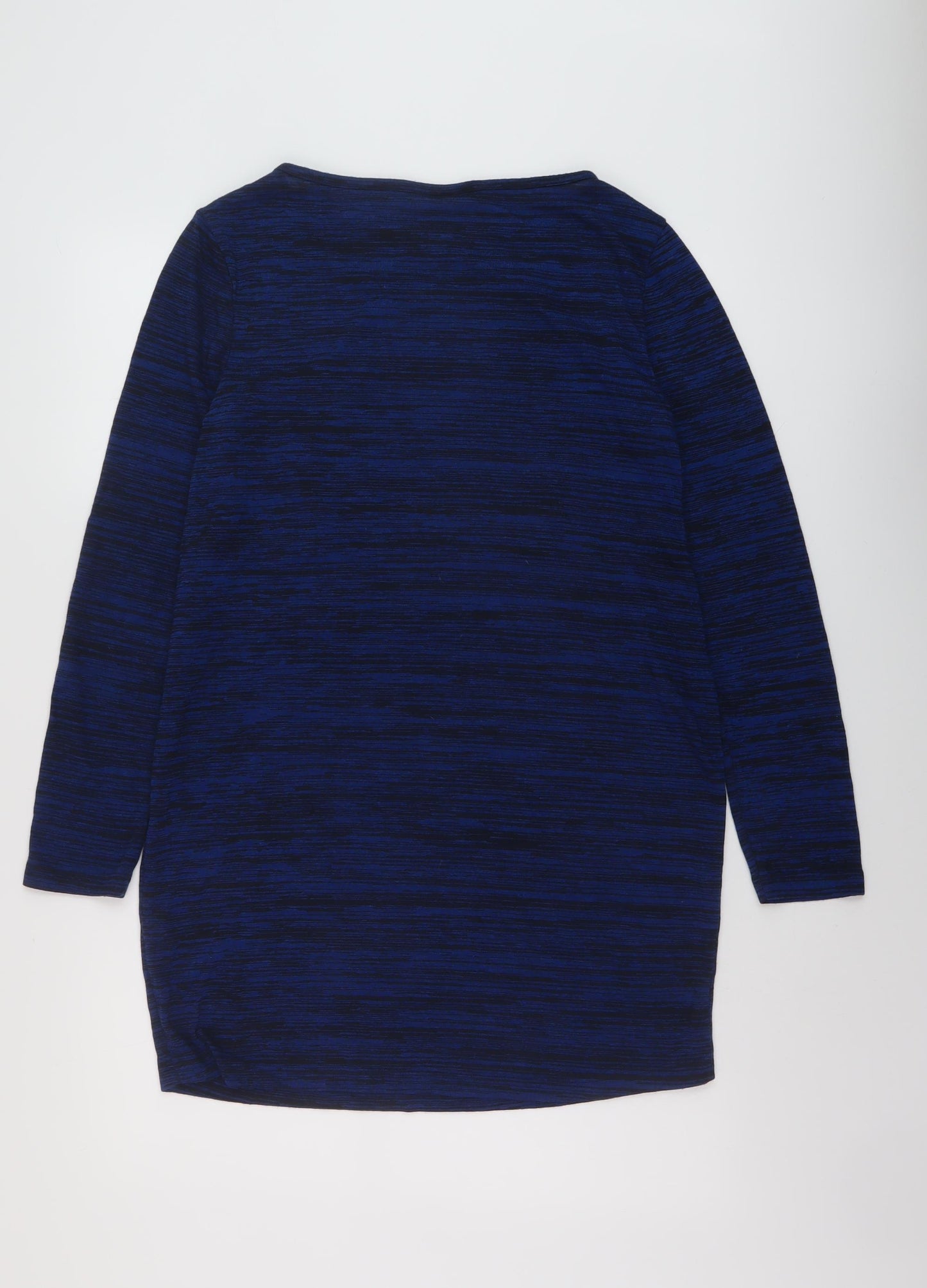 JoJo Maman Bébé Womens Blue Geometric Polyester Tunic Blouse Size L Round Neck