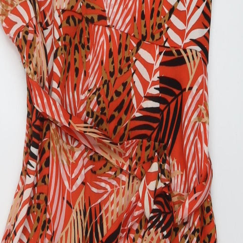 Dorothy Perkins Womens Red Floral Polyester Jumpsuit One-Piece Size 18 Zip