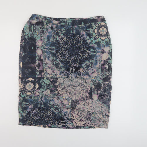 Autograph Womens Multicoloured Geometric Viscose A-Line Skirt Size 14 Zip