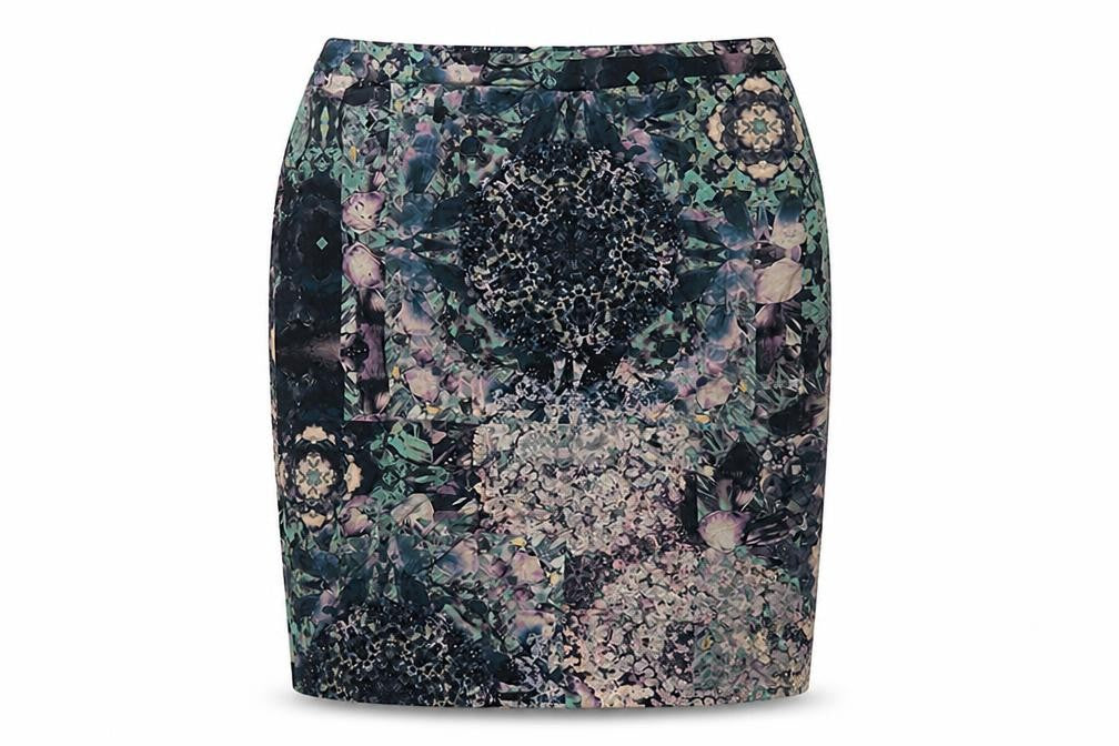Autograph Womens Multicoloured Geometric Viscose A-Line Skirt Size 14 Zip