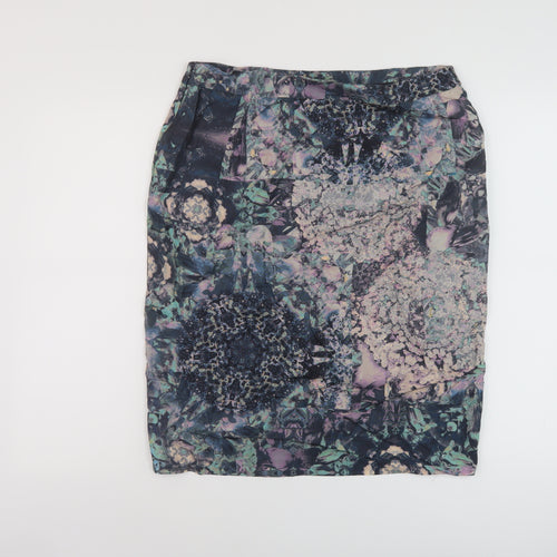 Autograph Womens Multicoloured Geometric Viscose A-Line Skirt Size 14 Zip