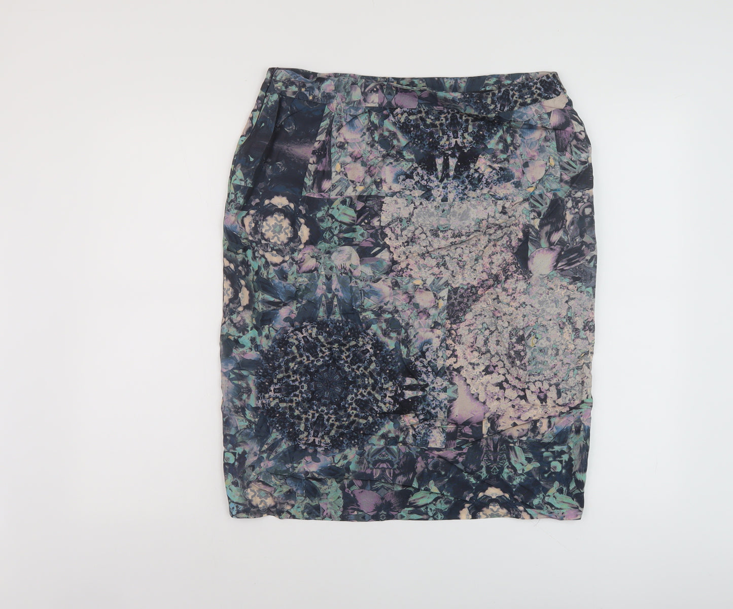 Autograph Womens Multicoloured Geometric Viscose A-Line Skirt Size 14 Zip