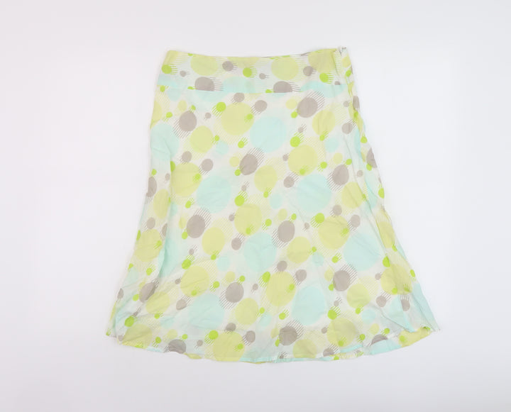 Great Plains Womens Yellow Geometric Cotton A-Line Skirt Size 10 Zip