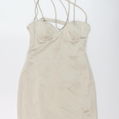 Zara Womens Gold Polyester Mini Size S Sweetheart Zip