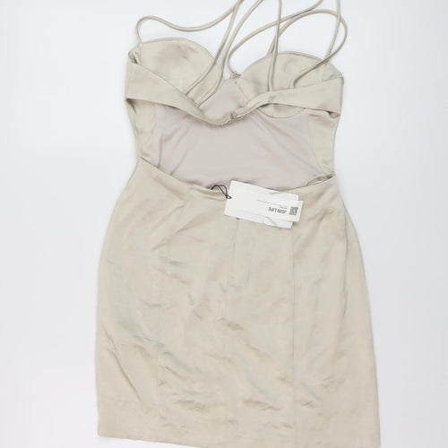 Zara Womens Gold Polyester Mini Size S Sweetheart Zip