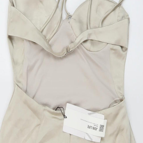 Zara Womens Gold Polyester Mini Size S Sweetheart Zip