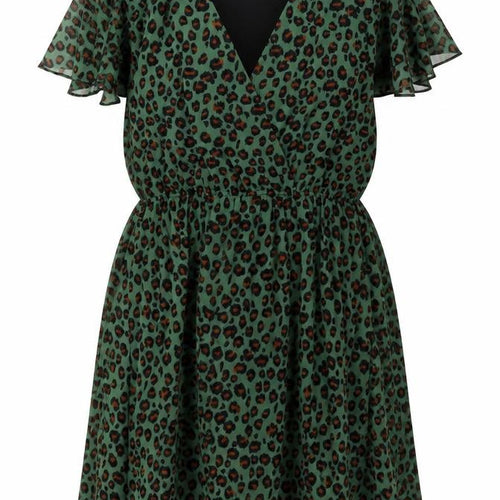 Mela London Womens Green Animal Print Polyester A-Line Size 22 V-Neck Pullover