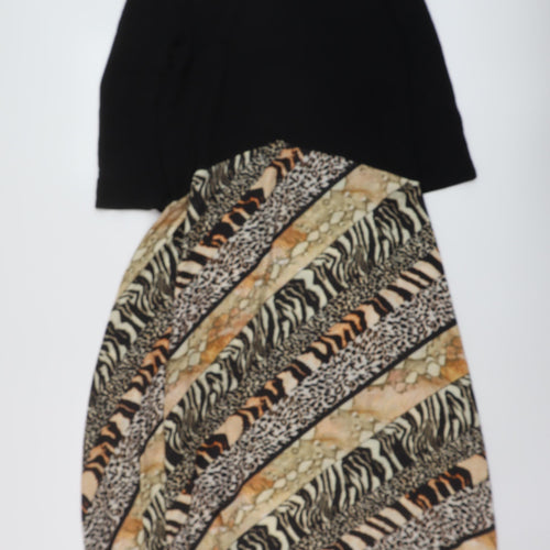 Zara Womens Black Geometric Polyester A-Line Size M Round Neck Pullover