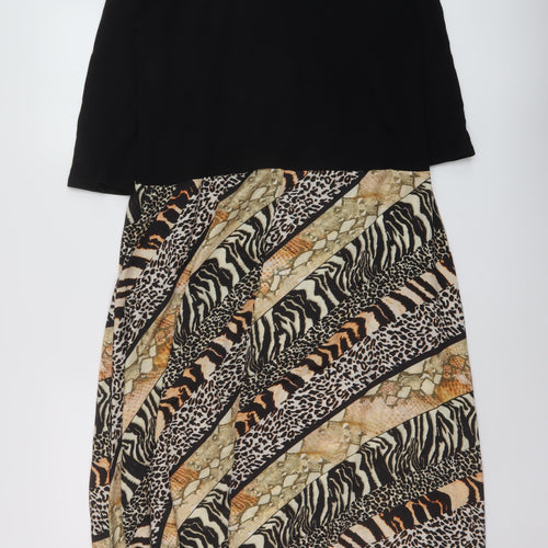 Zara Womens Black Geometric Polyester A-Line Size M Round Neck Pullover
