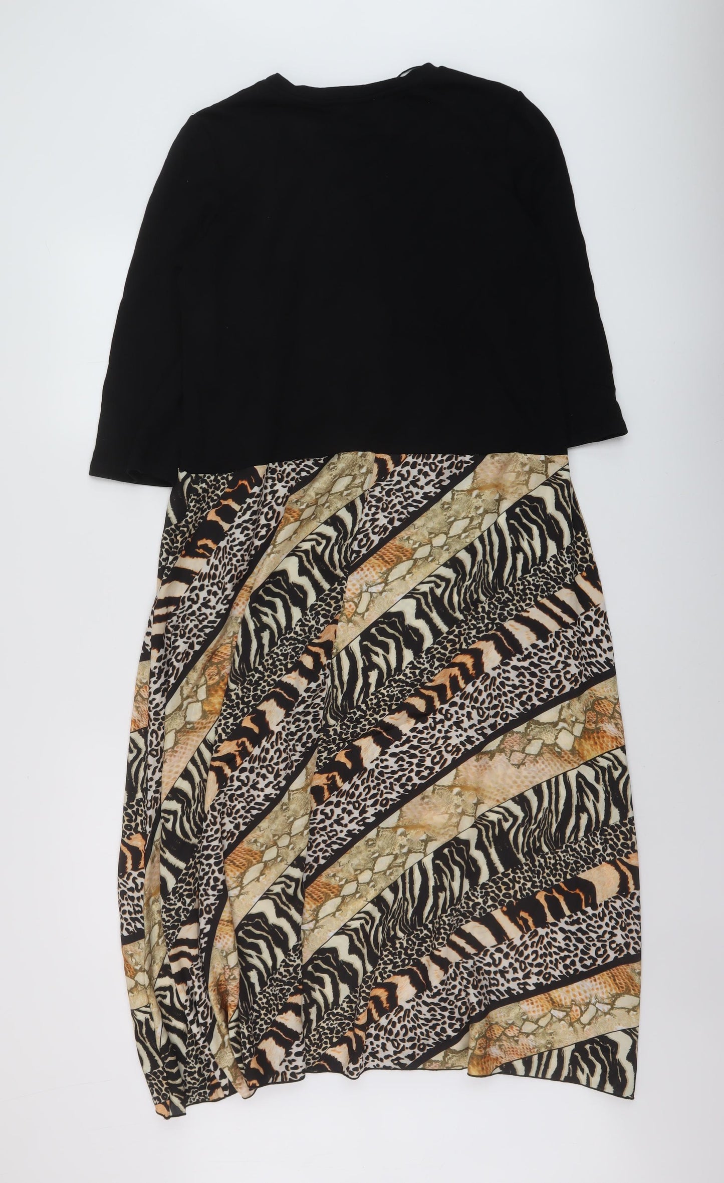 Zara Womens Black Geometric Polyester A-Line Size M Round Neck Pullover