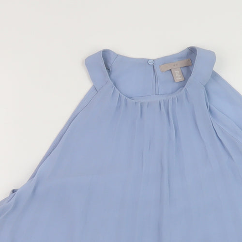 H&M Womens Blue Polyester Basic Tank Size S Round Neck