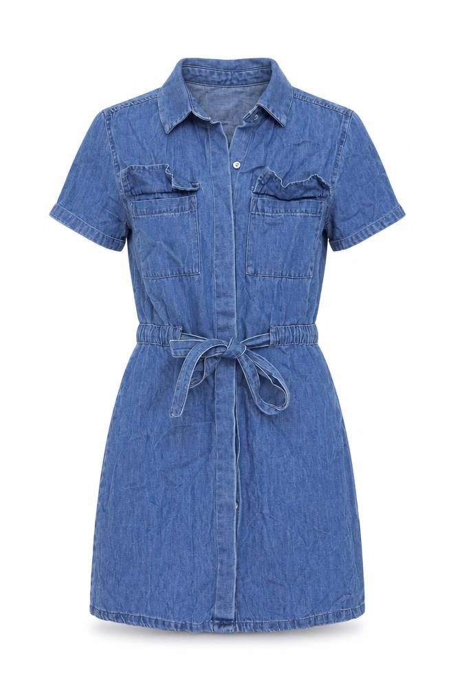 Front view of Denim & Co. women’s black cotton a-line size 2xs collared button