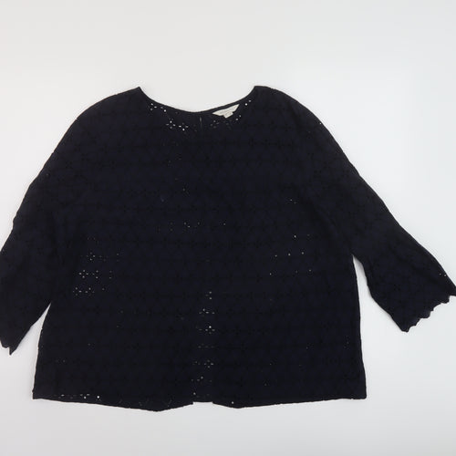 Springfield Womens Blue Polyester Basic Blouse Size 16 Round Neck