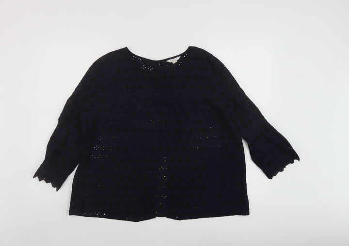 Springfield Womens Blue Polyester Basic Blouse Size 16 Round Neck