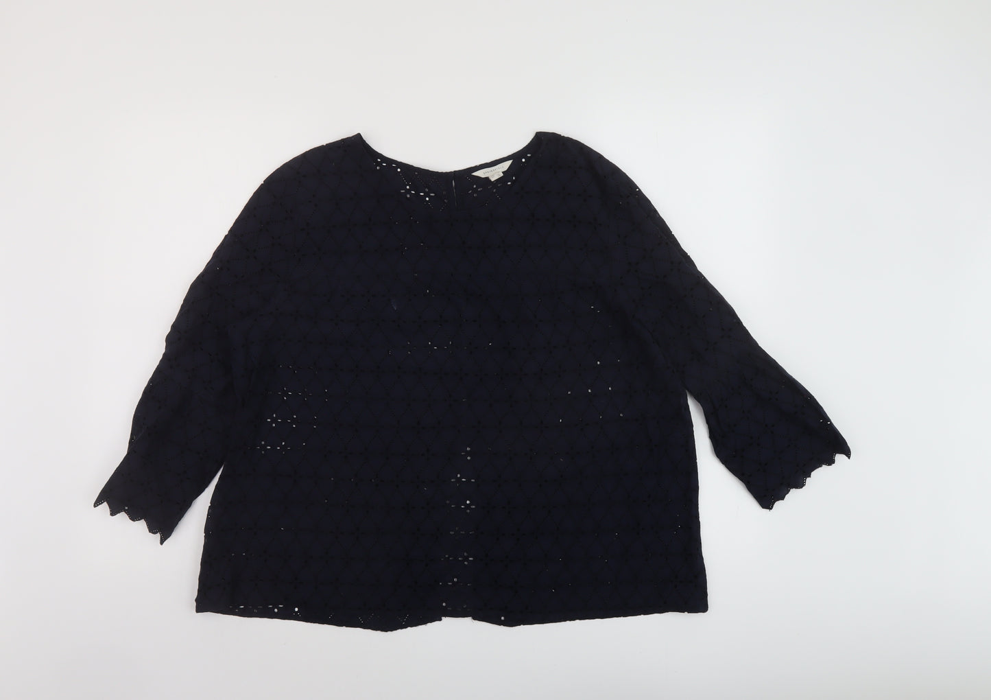 Springfield Womens Blue Polyester Basic Blouse Size 16 Round Neck