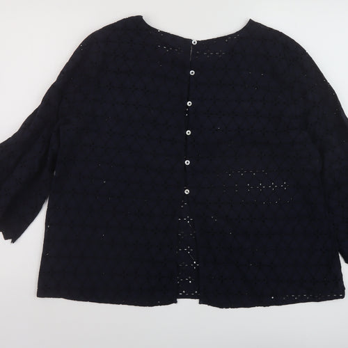 Springfield Womens Blue Polyester Basic Blouse Size 16 Round Neck