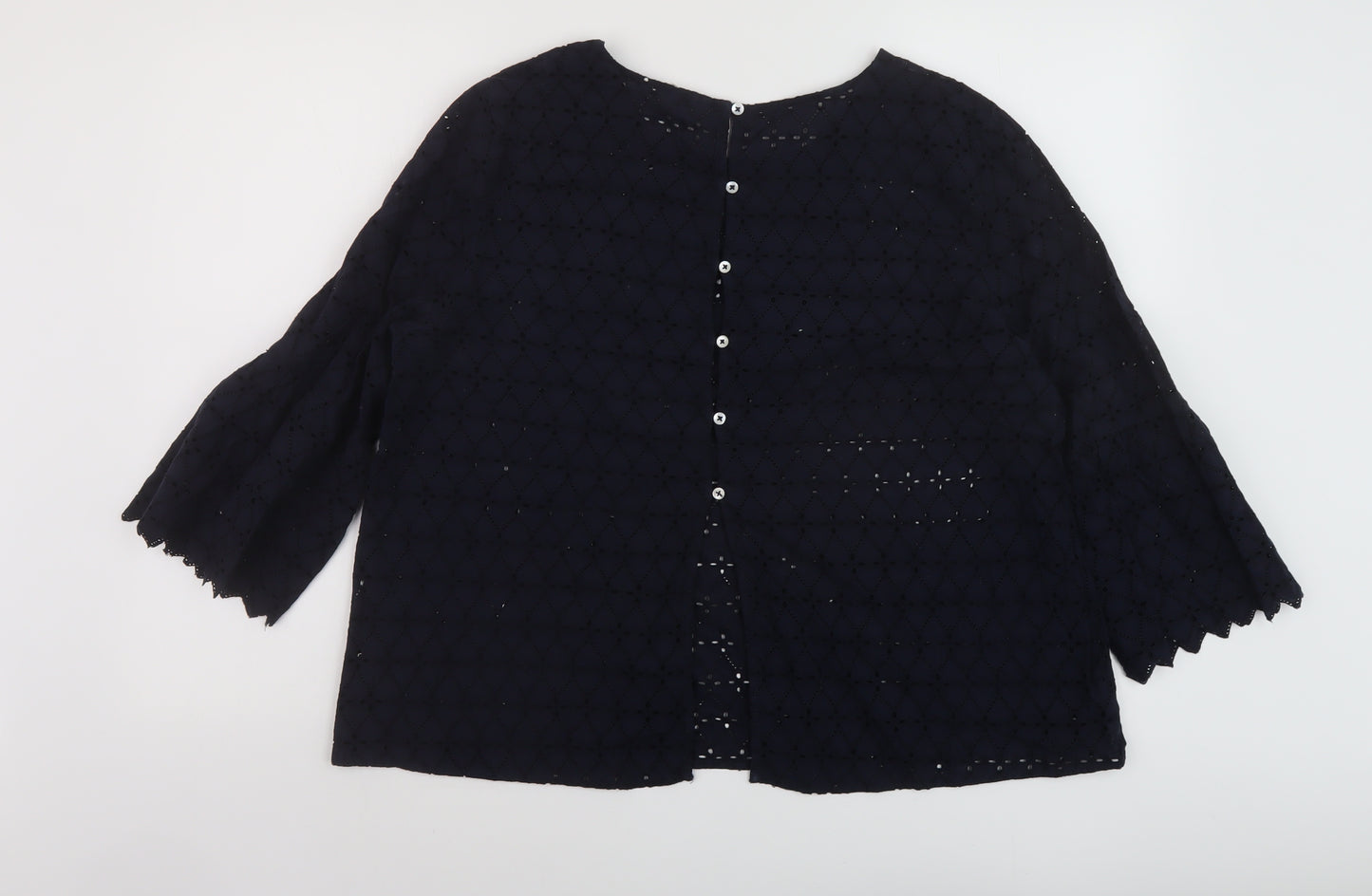 Springfield Womens Blue Polyester Basic Blouse Size 16 Round Neck