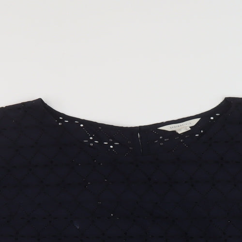Springfield Womens Blue Polyester Basic Blouse Size 16 Round Neck