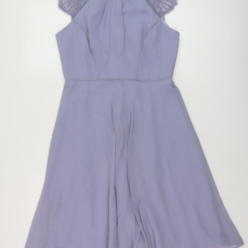 Monsoon Womens Purple Polyester A-Line Size 10 Round Neck Button