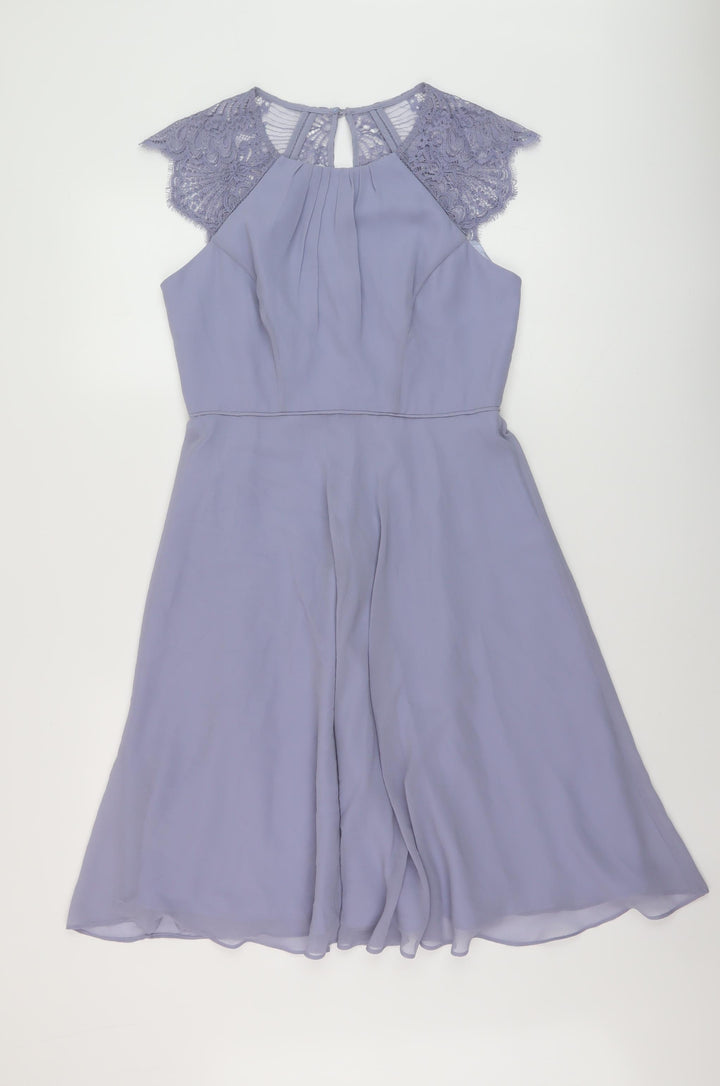 Monsoon Womens Purple Polyester A-Line Size 10 Round Neck Button