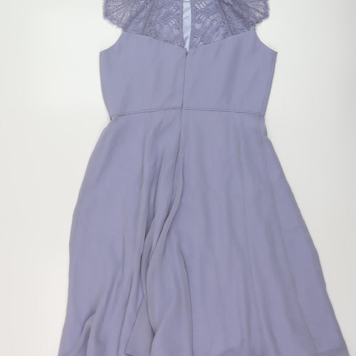 Monsoon Womens Purple Polyester A-Line Size 10 Round Neck Button
