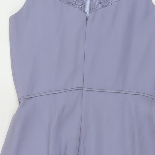 Monsoon Womens Purple Polyester A-Line Size 10 Round Neck Button