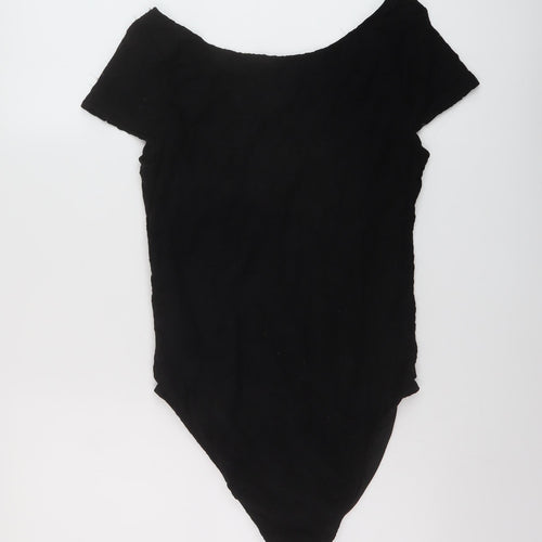 River Island Womens Black Nylon Bodysuit One-Piece Size 12 Snap