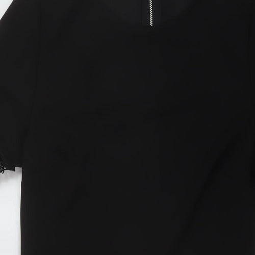 Dorothy Perkins Womens Black Polyester Sheath Size 12 Round Neck Zip