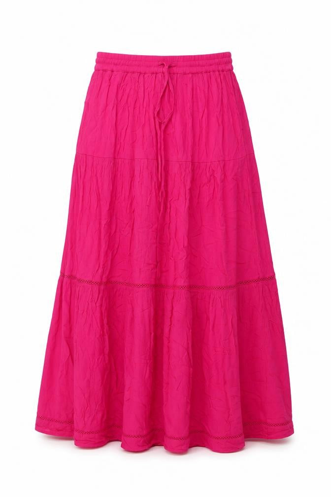 Marks and Spencer Womens Pink Viscose A-Line Skirt Size 6 Drawstring