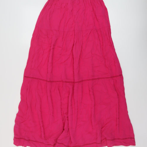 Marks and Spencer Womens Pink Viscose A-Line Skirt Size 6 Drawstring