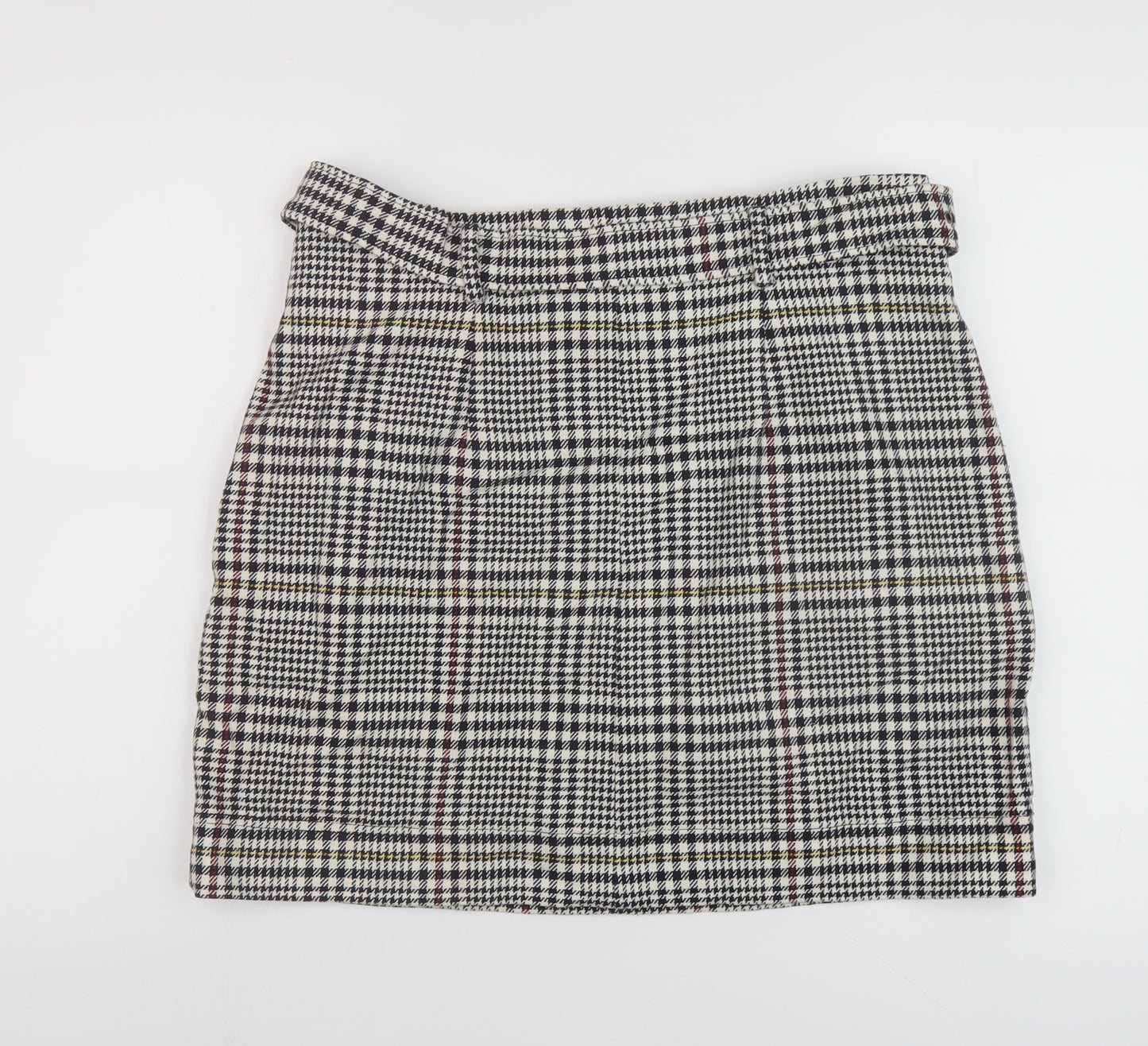 Marks and Spencer Womens Grey Plaid Cotton Mini Skirt Size 16 Zip