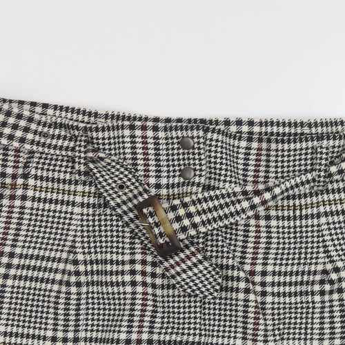 Marks and Spencer Womens Grey Plaid Cotton Mini Skirt Size 16 Zip