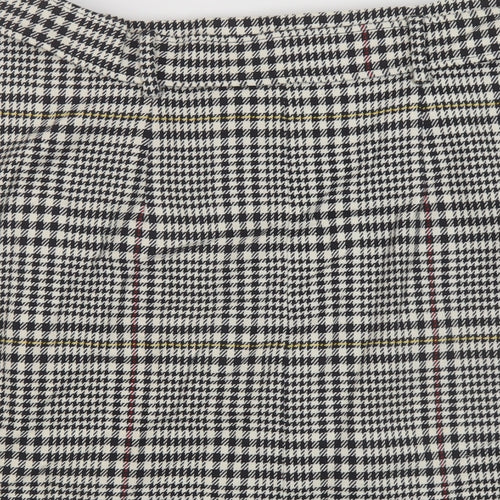 Marks and Spencer Womens Grey Plaid Cotton Mini Skirt Size 16 Zip