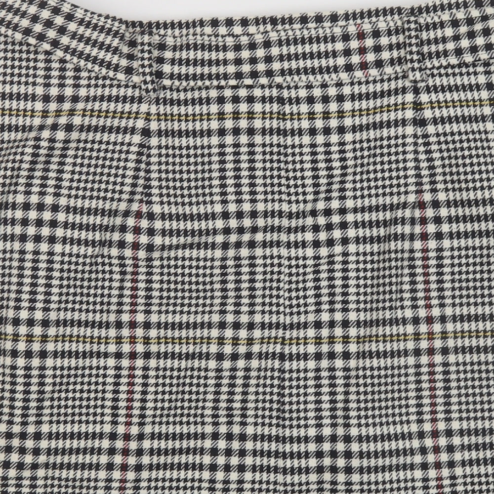 Marks and Spencer Womens Grey Plaid Cotton Mini Skirt Size 16 Zip