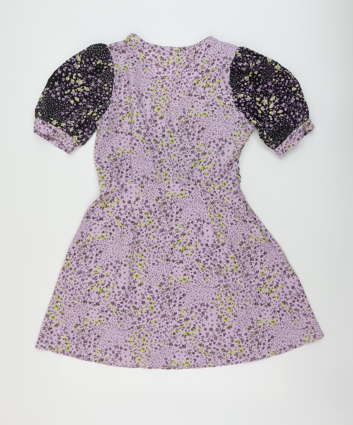 Quiz Womens Purple Floral Polyester A-Line Size 10 V-Neck Pullover