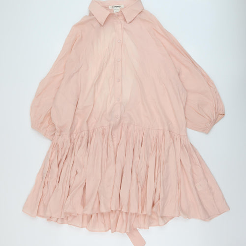 Glamorous Womens Pink Polyester A-Line Size 8 Collared Button