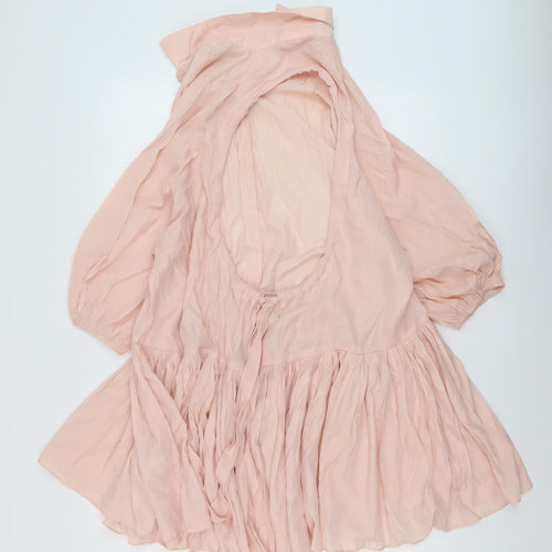 Glamorous Womens Pink Polyester A-Line Size 8 Collared Button