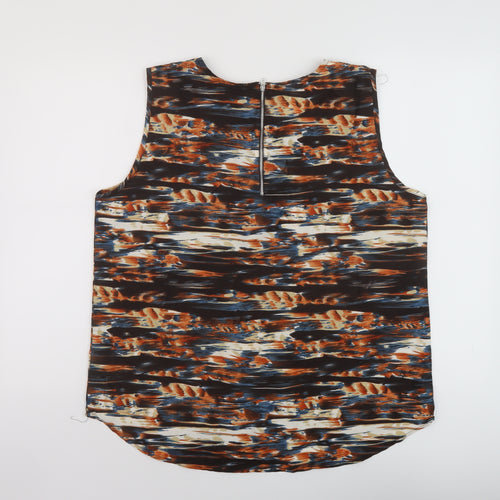 Kushi Womens Multicoloured Geometric Polyester Basic Tank Size 18 Round Neck