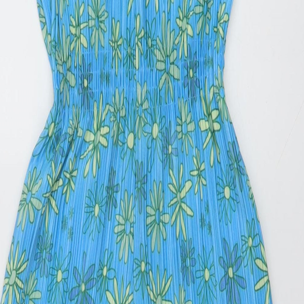 Zara Girls Blue Floral Polyester Jumpsuit One-Piece Size 9 Years Pullover