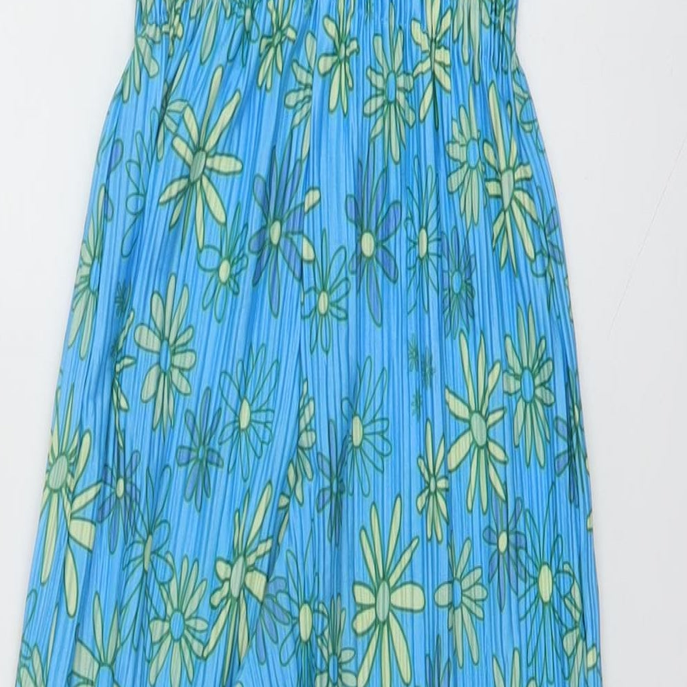 Zara Girls Blue Floral Polyester Jumpsuit One-Piece Size 9 Years Pullover