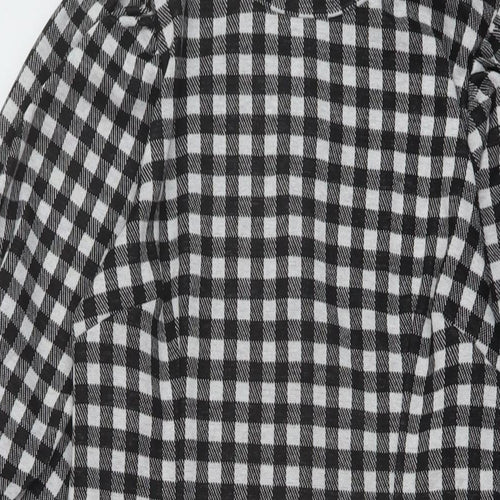 Sinsay Womens Black Check Polyester A-Line Size M Mock Neck Zip