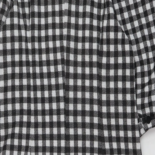 Sinsay Womens Black Check Polyester A-Line Size M Mock Neck Zip