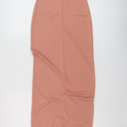 Boohoo Womens Pink Polyester Maxi Size 8 Square Neck Pullover